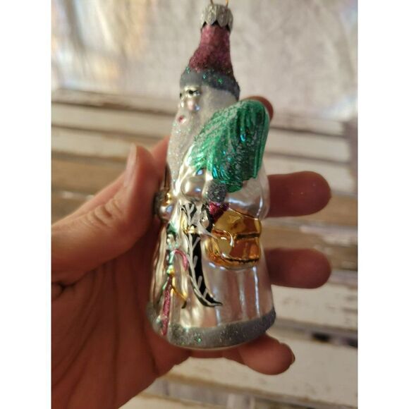 white glass Santa marionette puppeteer tree ornament Xmas - Picture 7 of 9